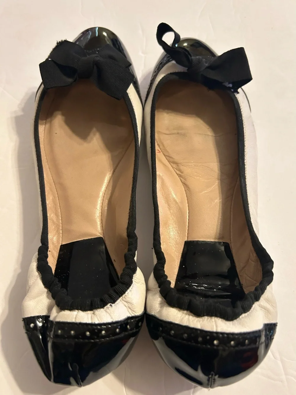 Black and White Bow Ballet Flats size 10